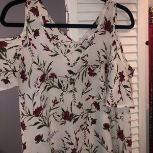 ☆ cream off the shoulder floral shirt ☆
